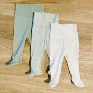 H&M Set of 3 100% Cotton Footed Pants 2-4 Months